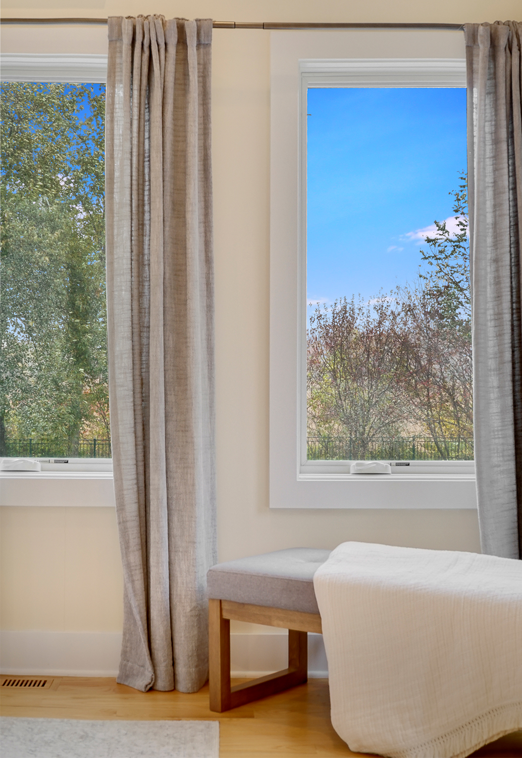 bench next to windows