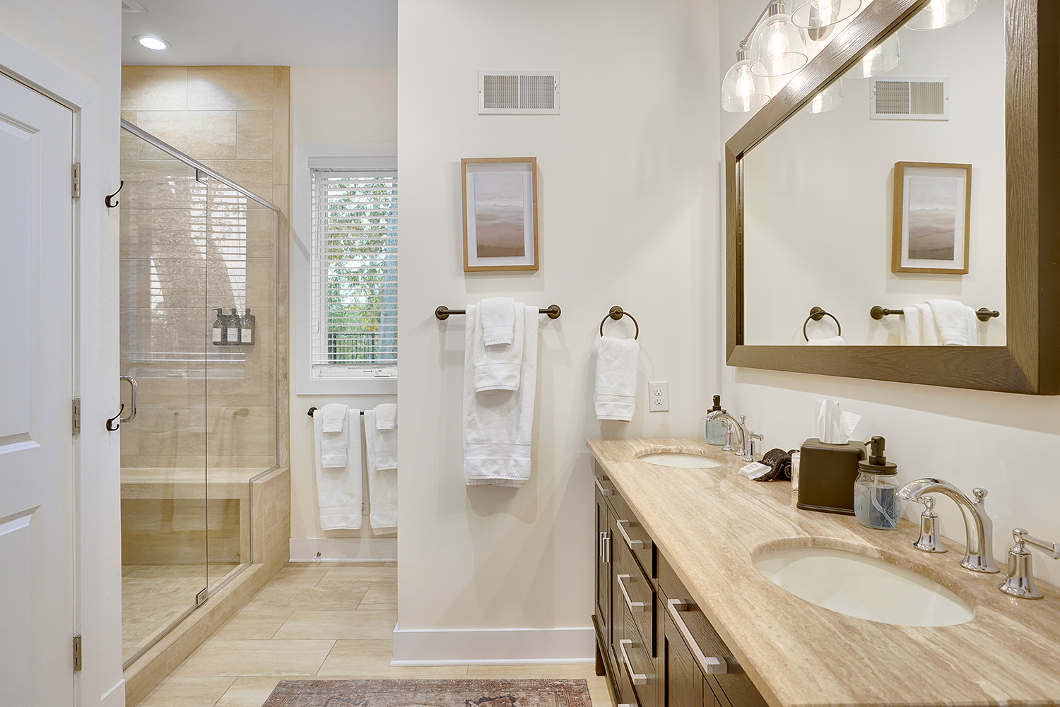 large bathroom with shower