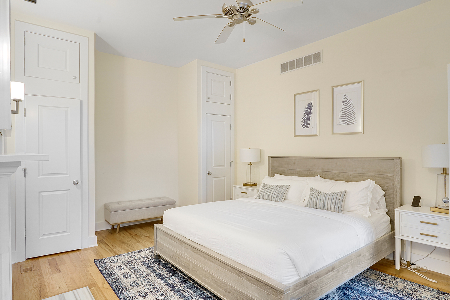 large bed with white linen