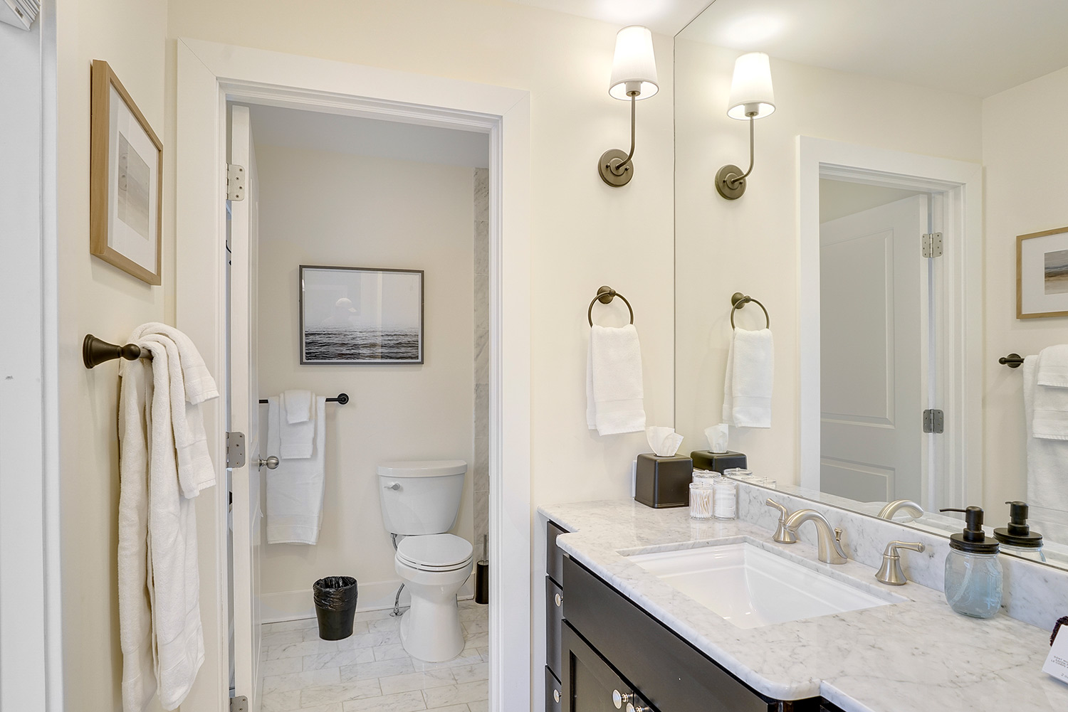 separate toilet room and large sink