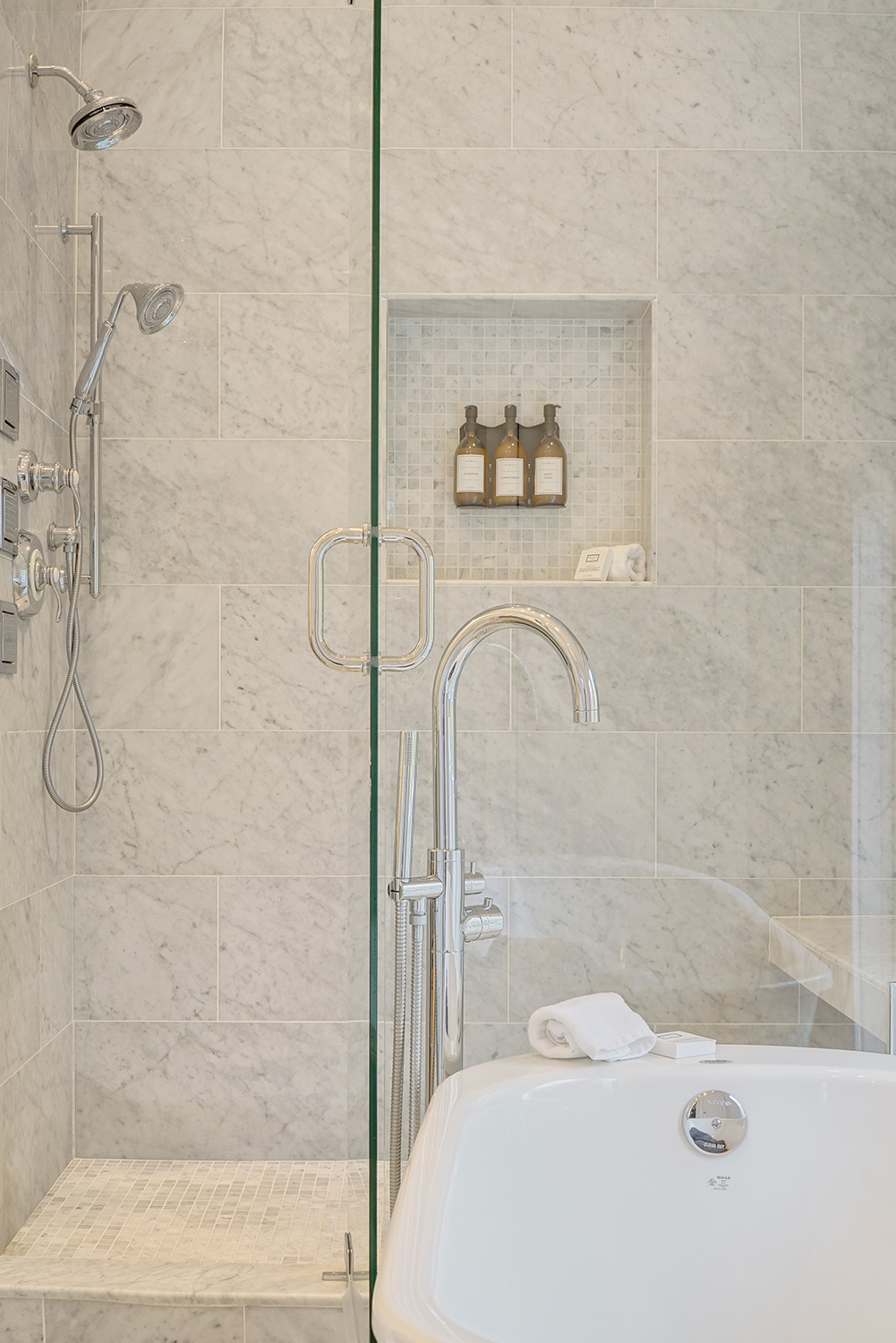 separate tub and large shower