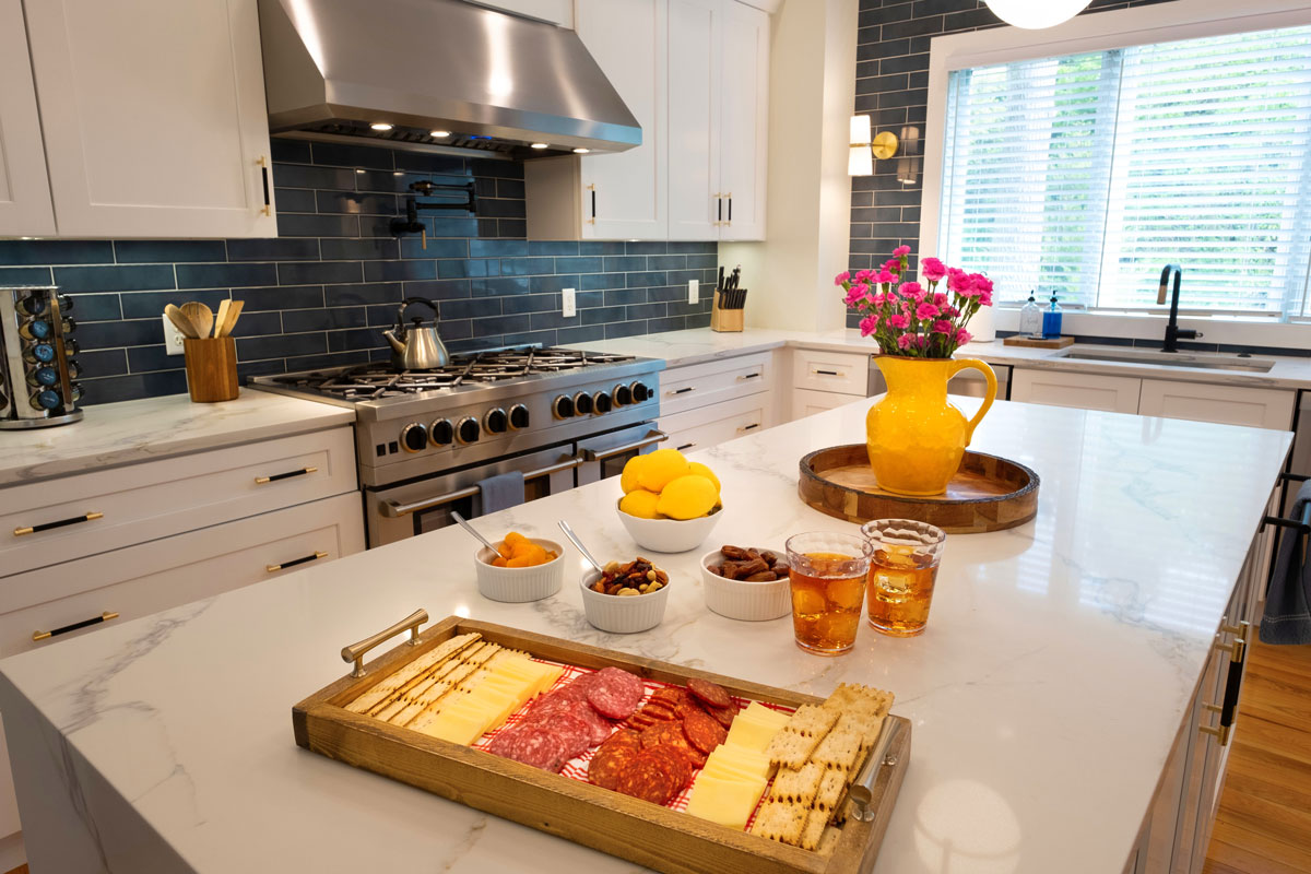 kitchen with marble countertops